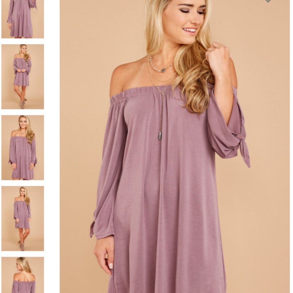 Purple off the shoulder dress